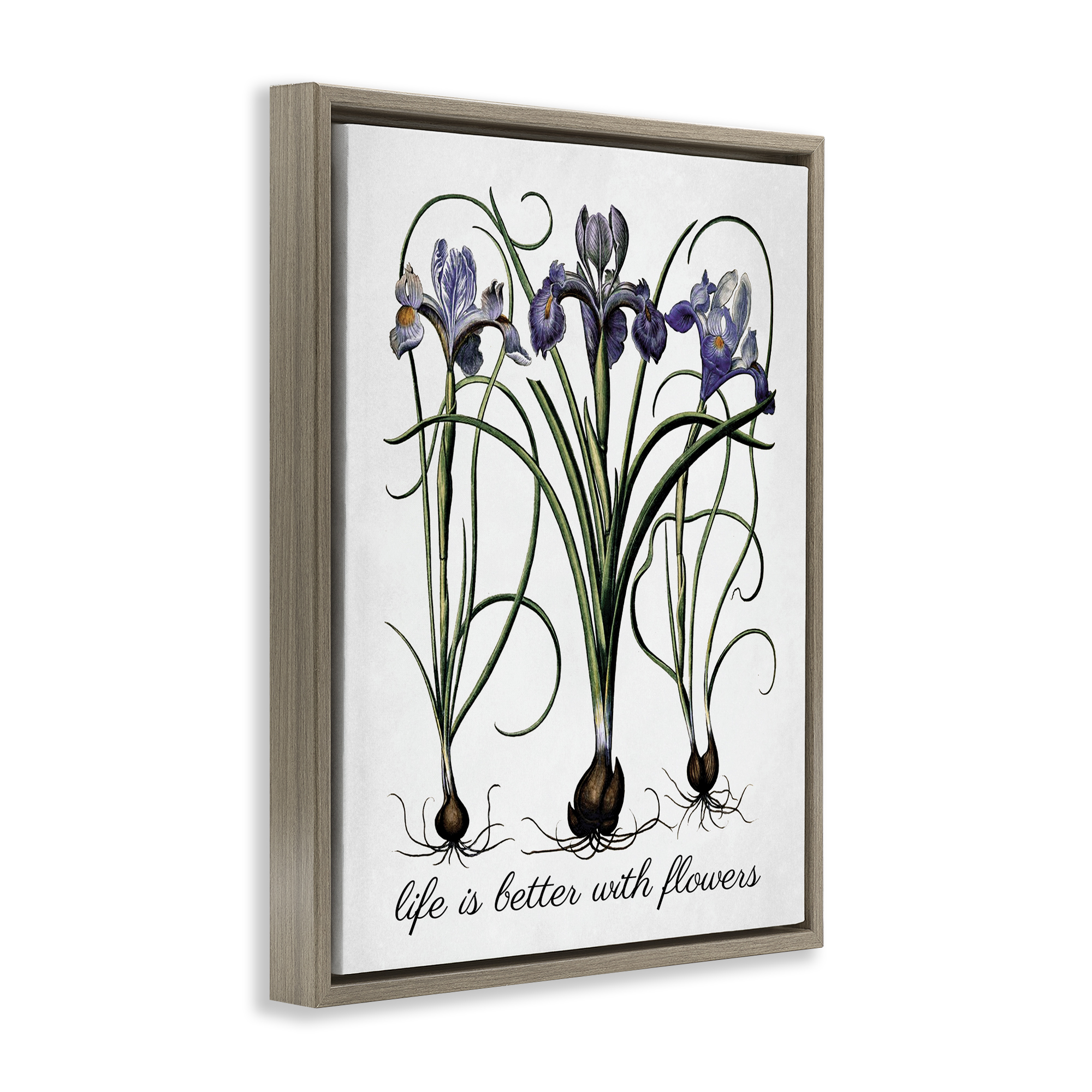 Stupell Industries Better With Flowers Botanical & Floral Painting Brown Floater Framed Art Print Wall Art, 17 x 21