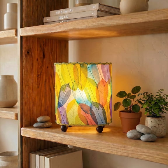 Eangee Home Design Mini Guyabano Table Lamp, Shade Made Of Guyabano Leaves, 9x5x9 Inches