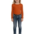 thumbnail image 7 of Xudanell Girls Long Sleeve Shirts Crewneck Ruched Side Slim Fit Tops Ribbed Knit Casual Tee Shirt Size 5-6 Years, 7 of 7