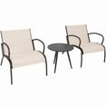 thumbnail image 5 of Canddidliike 3 Piece Patio Metal Aluminum Wide Armchair and Table Set, Patio Conversation Set for Outdoor, Rusic Brown, 5 of 10