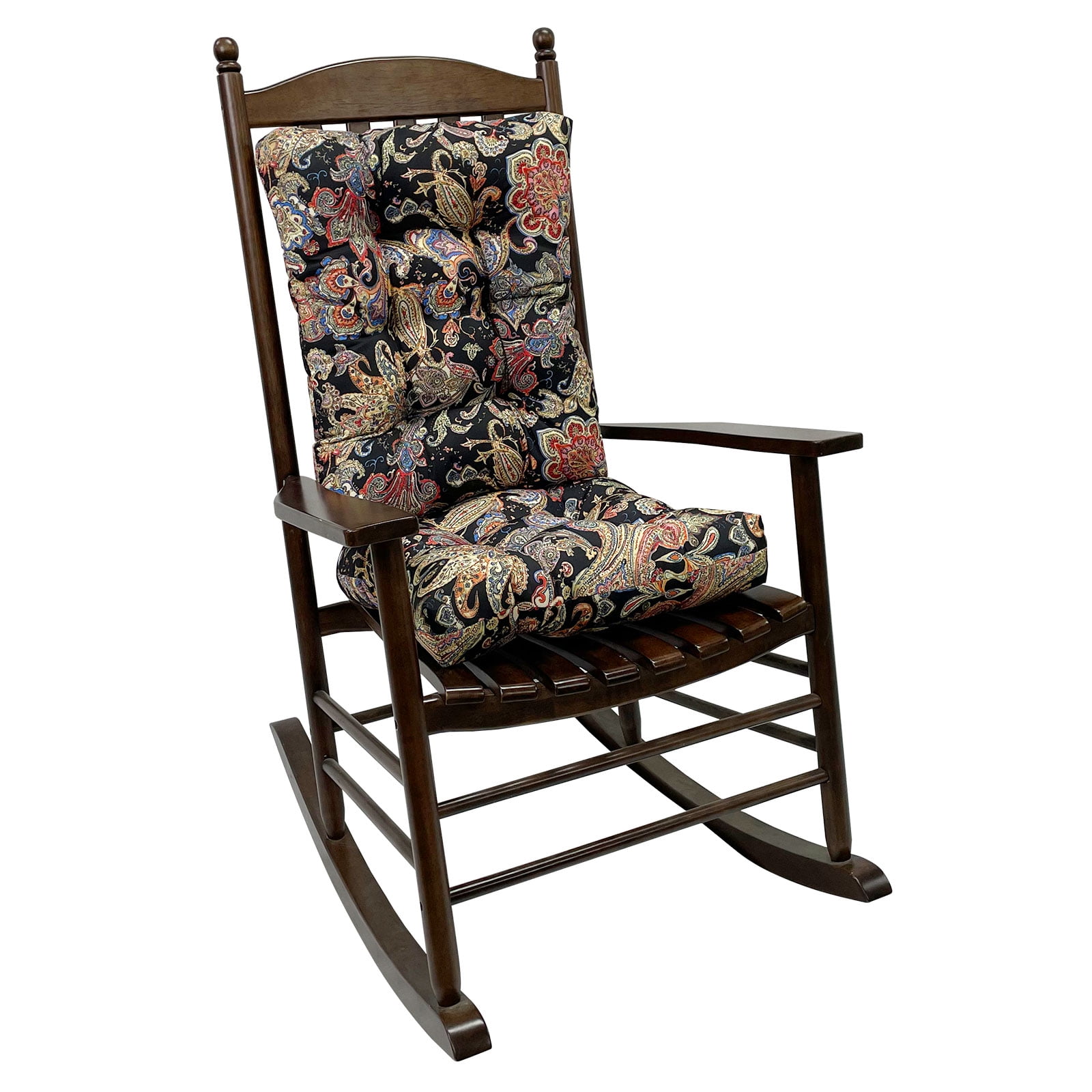 KALAKALA Outdoor Rocking Chair Cushions Pack of 2 Patio Chair Cushion Pad Sets Patio High Back Chair Seat Cushions with Ties for Garden Patio Furniture, Green Leaves