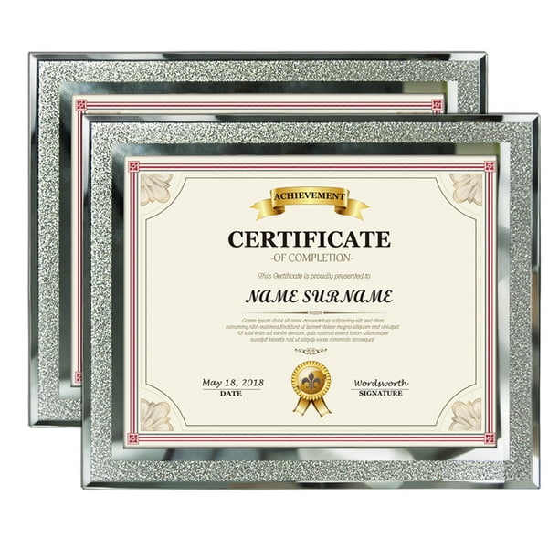 EYMPEU A4 Frame Set of 2(8.26x11.7"), Silver Glass Document Diploma