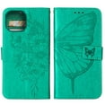thumbnail image 2 of SaniMore Case for iPhone 15 Pro (6.1" 2023), PU Leather Skin with Luxury Embossed Butterfly [Wrist Strap & Card Slots & Flip Kickstand] Full-body Shockproof Business Wallet Cover, Green, 2 of 7