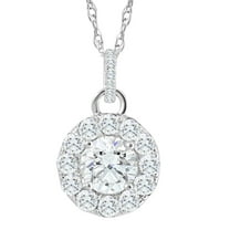 Pompeii 2 Ct TW Diamond (1ct center) Halo Pendant 10k White Gold Necklace (GH,SI1-SI2)