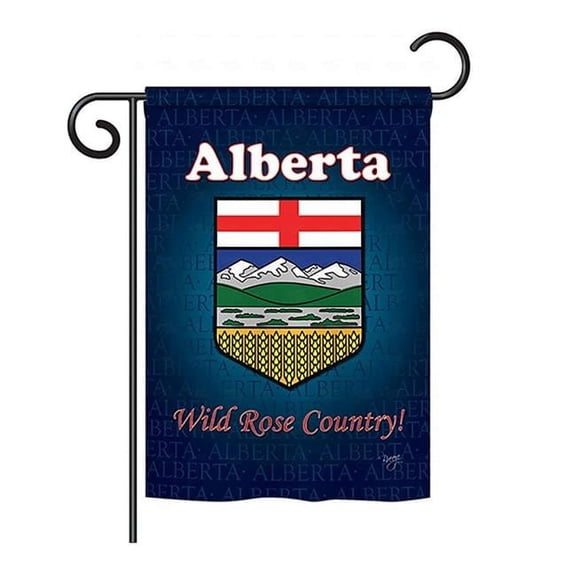 BD-CP-GS-108166-IP-BO-D-US13-BD 13 x 18.5 in. Alberta Flags of the World Canada Provinces Impressions Decorative Vertical Double Sided Garden Flag Set with Banner Pole