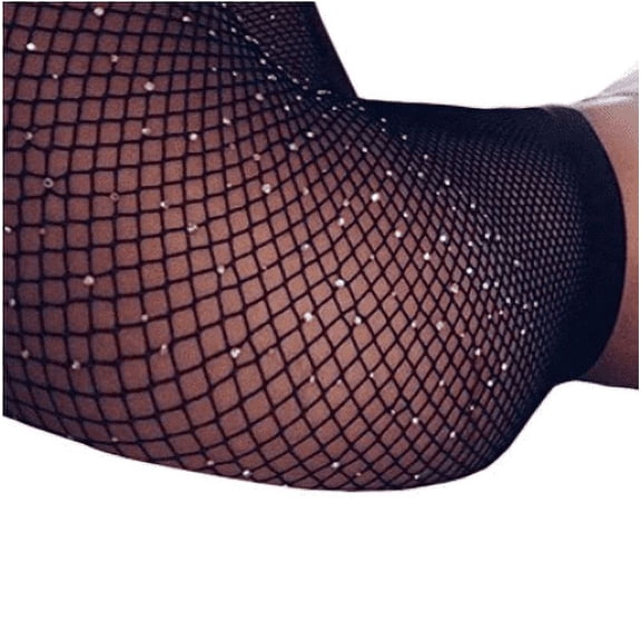 CNKOO Sparkle Rhinestone Fishnet Stockings Crystal High Waist Sexy Hot Diamond Mesh Socks Hollow Out Pantyhose for Women Tights Set…