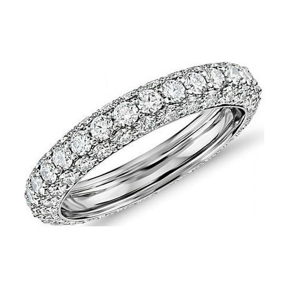 1.00 Carat Clarity-VS1 Round Shaped Genuine Diamond Beautiful Eternity Band for Women Solid 14K White Gold Size 7