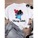 thumbnail image 1 of Disney Watercolor Lovely Style Short Sleeve Women Print Clothing Stitch Casual Tee Shirt Fashion Cartoon Graphic T-shirtsL Gao Jinjia LED, 1 of 2