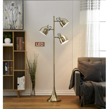 - Artiva USA Caprice 64 in. Antique Satin Brass LED Tree Floor Lamp