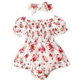 thumbnail image 1 of Gibobby Mameluco para niño de manga corta con estampado Floral para niños y niñas, mono, monos para recién nacidos, ropa, diademas(Blanco, 6-9 Meses), 1 of 5