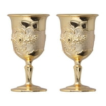 BESTYASH 2pcs Medieval Goblet Metal Beverage Container Golden Retro Design Adults Banquet