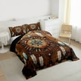 thumbnail image 3 of Feelyou Brown Dreamcatcher Bedding Comforter Set, Hippie Tribal Triangle Twin Comforter Sets, Southwestern Style Reversible Bedding Set, Lightweight Room Decor, 2pcs, 3 of 8