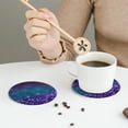 thumbnail image 3 of Leather Coasters with Heat-resistant for Drinks, Purple and Green Glitter -标题2 Round Shape, 3 of 5