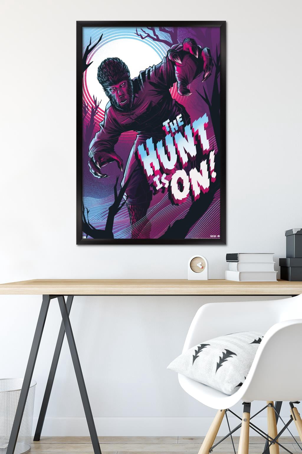 The Wolfman - The Hunt Is On by Cesar Moreno Wall Poster, 22.375" x 34" Framed