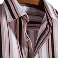 thumbnail image 5 of Besolor Mens Button down Shirts Stripe Lapel Short Sleeve Tops Casual Summer Beach Vacation Tees, 5 of 6
