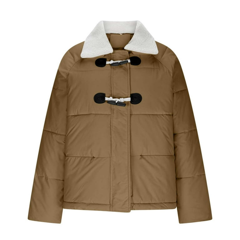 UPPADA Women's Winter Cropped Puffer Jacket Long Sleeve Oversized