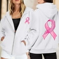 thumbnail image 2 of Women's Cancer Awareness Zip Up Hoodie Long Sleeve Pullover with Pocket Casual Drawstring Sweatshirt, 2 of 6