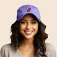 thumbnail image 3 of Dalix Donut Embroidered Mens Cotton Dad Hat Baseball Cap in Lavender, 3 of 5