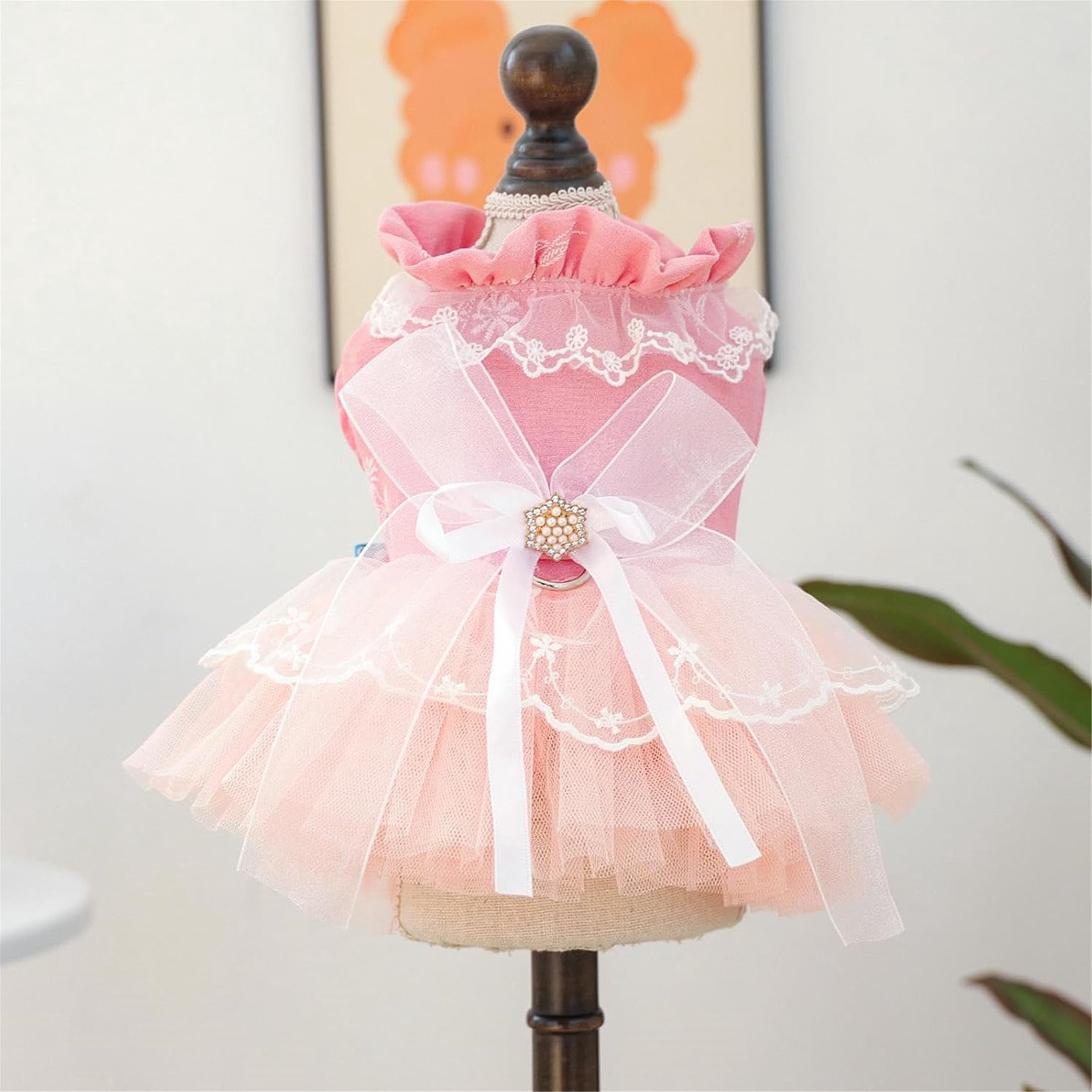 HQREA Dog Princess Dress for Small Dogs Girl Spring Summer Puppy Clothes Pink Tutu Skirt Outfit  for Wedding Birthday