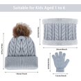 thumbnail image 7 of GRNSHTS Kids Hat Scarf Gloves Set, 3PCS Kids Winter Beanie Hat Scarf Gloves Set with Knit Thick Warm Fleece Lined for 1-6 Years Old (Grey), 7 of 7