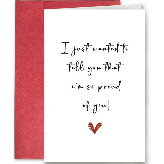 Proud of You Greeting Card – Inspirational Card with Heart Design – Blank Inside, Envelope Included – Perfect for Celebrations, Encouragement, and Personal Messages