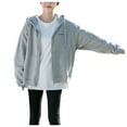 thumbnail image 5 of WENWU Hoodies for Women Long Sleeve Hoodie Womens Zipper Hoodie Oversized Hoodie for Women Grey Zip Hoodie Womens Fall Clothes Casual Wear, 5 of 9