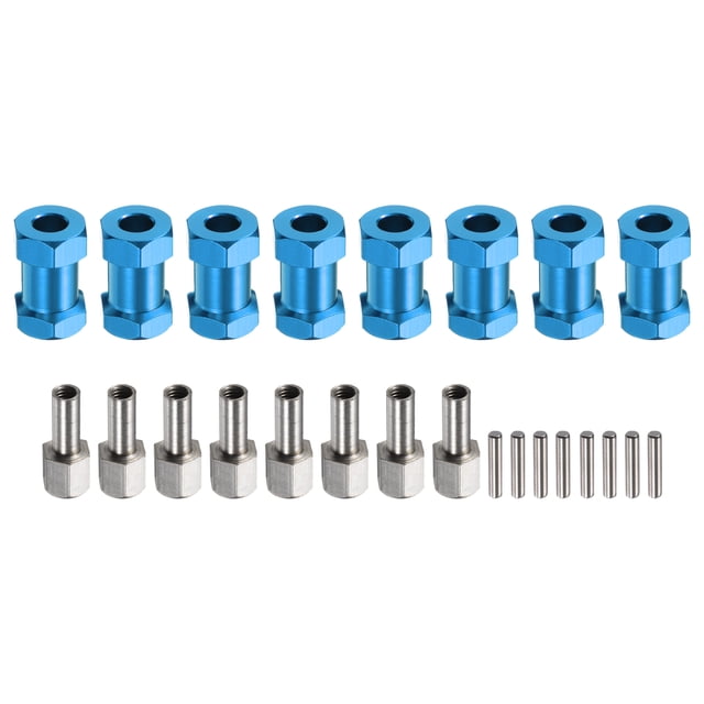 Uxcell 8pcs 12mm Wheel Hex Drive Hubs Adapter Combiner Coupler, Aluminum 20mm Extension for 1/10 RC Blue