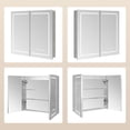 thumbnail image 3 of JUSTLET LED Bathroom Medicine Mirror Cabinet with Lights, 31.89" W x 27.56" H Wall-Mounted Aluminum Cabinet with Anti-Fog Dimmable Light Color Adjustment, Silver, 3 of 12