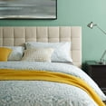 thumbnail image 6 of Contemporary Modern Urban Designer Bedroom Queen Size Platform Bed Frame, Fabric, Beige, 6 of 6