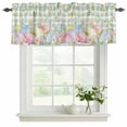 thumbnail image 2 of Easter Eggs Valances for Windows, Decorative Rod Pocket Window Valance Curtains, Spring Daisy Eucalyptus Leaves Sage Green Plaid Short Curtain Drapes for Kitchen/Living Room, 2 Panels, 42" W x 12" L, 2 of 8