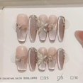 thumbnail image 1 of Uñas postizas artesanales de otoño e invierno con efecto ojo de gato, hechas a mano, populares, que realzan el tono de piel, uñas postizas adhesivas., 1 of 5