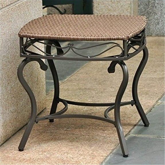 Elegant Resin Wicker Side Table - Square Patio Table, Outdoor Accent Table, Brown Finish, 20x20x18 Inches