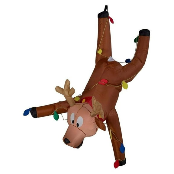 4' LED Hangin' On Reindeer Inflatable