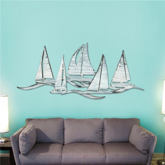 Designocracy G98524SX-18 Sailing Fleet Costal Wooden Wall Decor