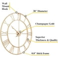 thumbnail image 2 of 30 Inch Wall Clock,Large Champagne Gold Metal Roman Numeral Wall Clock, Modern Wall Clocks for Living Room Decor,House Warming Gifts New Home, 2 of 19