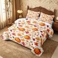 thumbnail image 3 of Erosebridal Pumpkin Leaves Quilt King 3 Pieces,Fall Harvest King Coverlet Set,Cream,1 Bedspread and 2 Pillowcases, 3 of 7