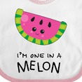 thumbnail image 4 of Inktastic I'm One in a Melon Cute Smiling Watermelon Boys or Girls Baby Bib, 4 of 4