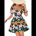 thumbnail image 3 of Vestido Bohemio Acampanado con Mangas Abullonadas y Volantes Fruncidos para Mujer Negro M, 3 of 9