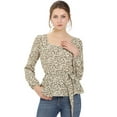 thumbnail image 1 of INSPIRE CHIC Blouse à Manches Longues Florale à Encolure Carrée avec Ceinture pour Femmes, 1 of 6