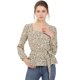thumbnail image 1 of Allegra K Blusa Floral de Manga Larga Con Cuello Cuadrado Y Peplum Con Cinturón Beige XL, 1 of 6