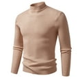 thumbnail image 2 of hlysgo Mens Mock Turtleneck Sweaters Business Casual Ribbed Knit Work Pullover Sweater Fitted Textured Solid Color Knitwear Tops Brown XXXL, 2 of 3