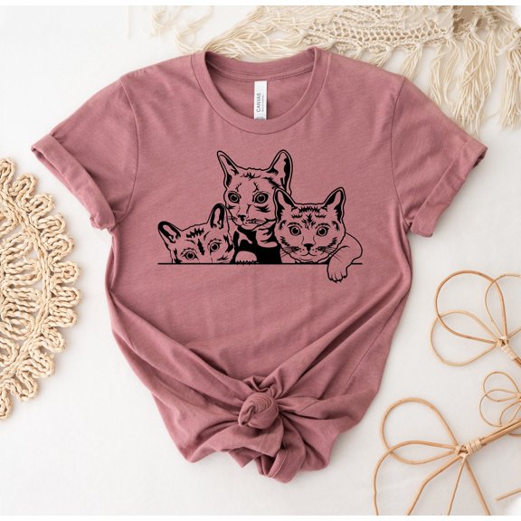 Cats T-shirt Cat Lover Gift Mom Top Pet Shirt Funny Meow T-shirts Lady Crazy Women's Pocket Mama Cute Kitten Shirts