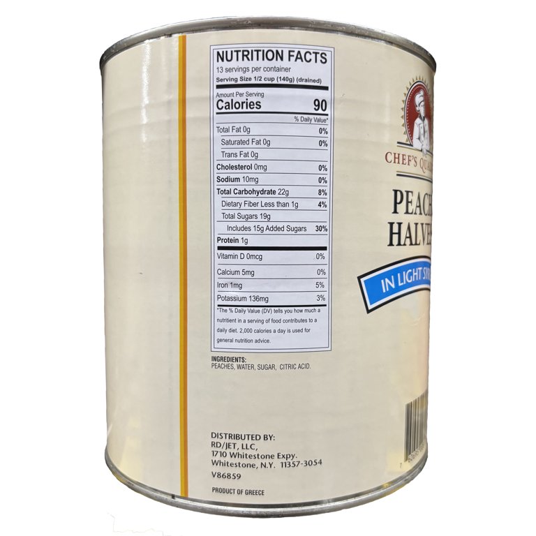 Chef's Quality Peach Halves In Light Syrup | Kosher | 6.63 lb