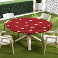 thumbnail image 5 of Valentines Day Round Fitted Tablecloth with Elastic Edge,Water&Stain-Resistant Wipeable Red White Love Hearts Table Cover for 40-44" Found Tables Rustic Romantic Table Cloth for Dinner,Outdoor,Patio, 5 of 6