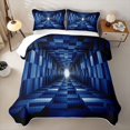 thumbnail image 2 of Castle Fairy Futuristic Cubes Tunnel Twin Quilt Set 2 Pieces,Geometric Block Twin Coverlet Set,Navy Black,1 Bedspread and 1 Pillowcase, 2 of 7