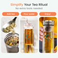 thumbnail image 3 of Vaso de té Pure Zen con infusor – Taza de té de viaje de vidrio de doble pared con filtro de acero inoxidable – Botella infusora de té a prueba de fugas con colador para té de hojas sueltas y agua de, 3 of 8