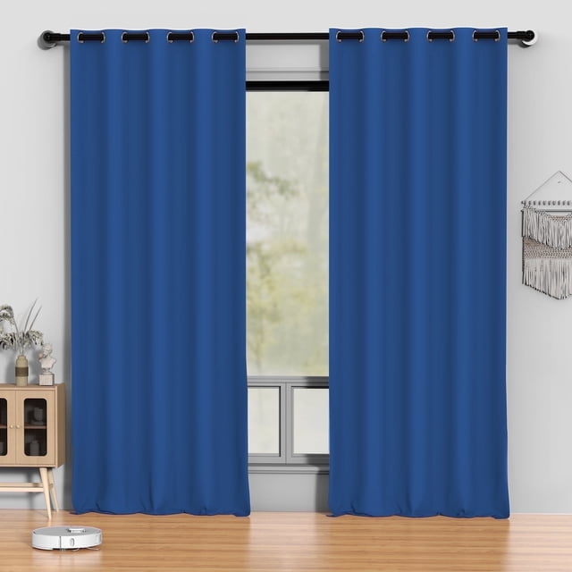 Cortinas Blackout Azules 52 x 96 Pulgadas, Juego de 2 Cortinas Negras con Ojales Aisladas Térmicamente, Reducen el Ruido y Oscurecen la Habitación para Recámara, Sala de Estar, Protección de Privacid