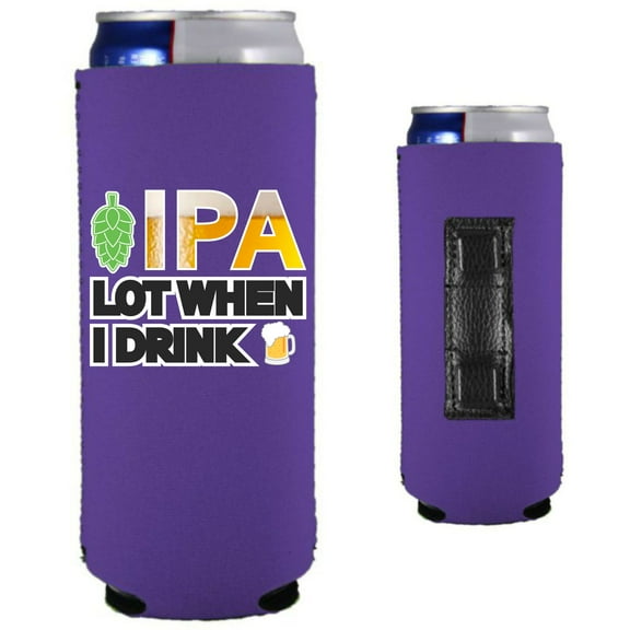 IPA Lot When I Drink Beer Magnetic Slim Can Coolie (Purple)