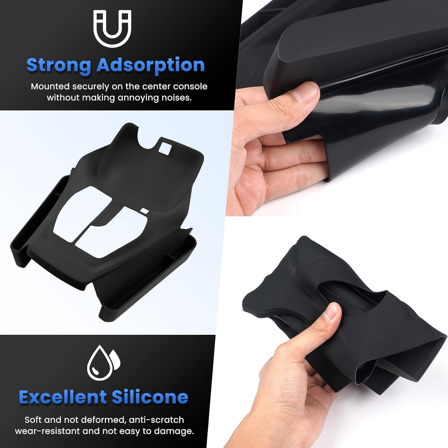 Canvcle Silicone Center Console Organizer for 2019-2025 Toyota RAV4 Accessories Seat Gap Storage Box Soft Gear Shift Panel Trim Cover