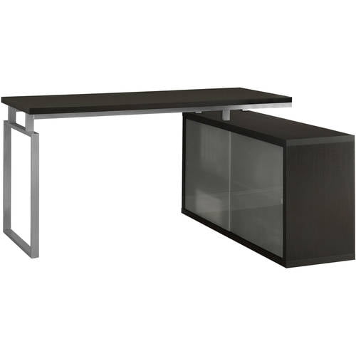 Monarch Computer Desk Dark Taupe Corner With Frosted Glass